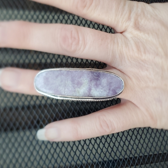New Oversized Lepidolite 925 Silver Ring. - Picture 3 of 10